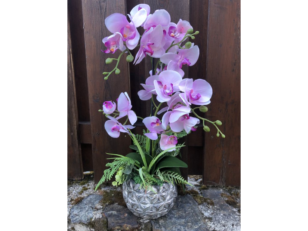 Umělá orchidej v květináči 55 cm